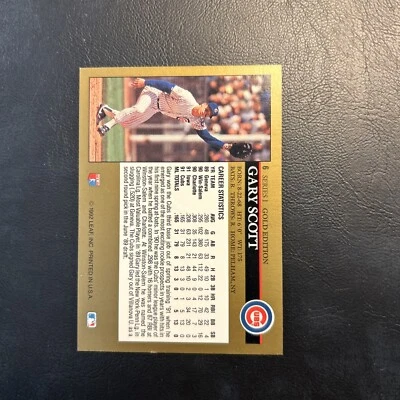 C55c 1992 Leaf Black Gold #6 Gary Scott, Chicago Cubs - Image 1 of 2