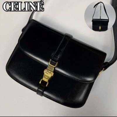 Bolso de Hombro Celine Carro Logo Caja Cuero de Becerro De Colección Raro 2511TK Foto 1 de 4