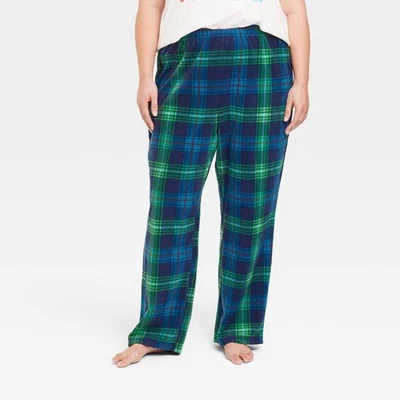 Women's Plus Size Holiday Tartan Plaid Fleece 4x Pajama Pants Blue/Green Xmas - Изображение 1 из 3