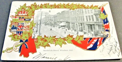 Sandwich Street, Windsor, Ontario - Canada-1906 Postmarked Postcard. RARE.  - Image 1 of 2