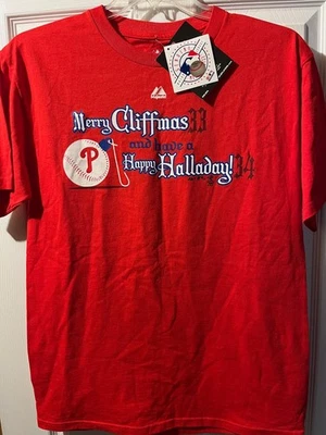 CAMISETA DE HOMBRE VINTAGE MAJESTIC PHILLIES FELIZ CLIFFMAS Y FELIZ HALLADAY TALLA M NUEVA CON ETIQUETAS Foto 1 de 2