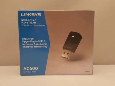 LINKSYS Next-Gen AC Max-Stream WiFi Micro USB Adapter | AC600 | WUSB6100M | NEW - Imagem 1 de 4