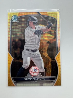 Bowman Chrome Prospects Spencer Jones 2023 #BCP-178 Yellow Wave/75 NY Yankees Foto 1 de 2