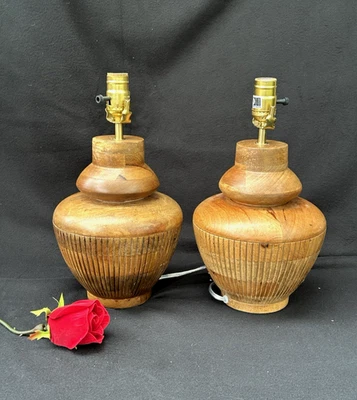 Lámpara de mesa de madera vintage (juego de 2) Foto 1 de 4