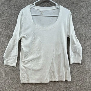Eddie Bauer Women's Pullover Top Size XL White 3/4 Sleeve Pullover Stretch - Picture 1 of 10