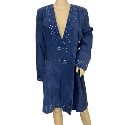 Chaqueta de Cuero Gamuza Embellecida Renegade Spirit Abrigo Abierto Hecho en EE. UU. Boho Foto 1 de 4