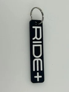Ride+ Rubber Keychain Tag Black White Key Fob - Picture 1 of 4