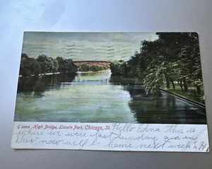 Antica cartolina a colori Highbridge Lincoln Park, Chicago Illinois Postmark 1901 - Foto 1 di 8