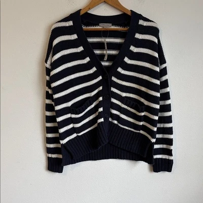 J Crew Heritage Cárdigan Relajado Algodón Rayas Grueso XS Foto 1 de 4