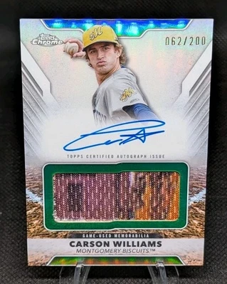 2025 Topps Pro Debut Carson Williams Jumbo Relic Patch Auto /200 #PDJAR-CW Rays - Image 1 of 2
