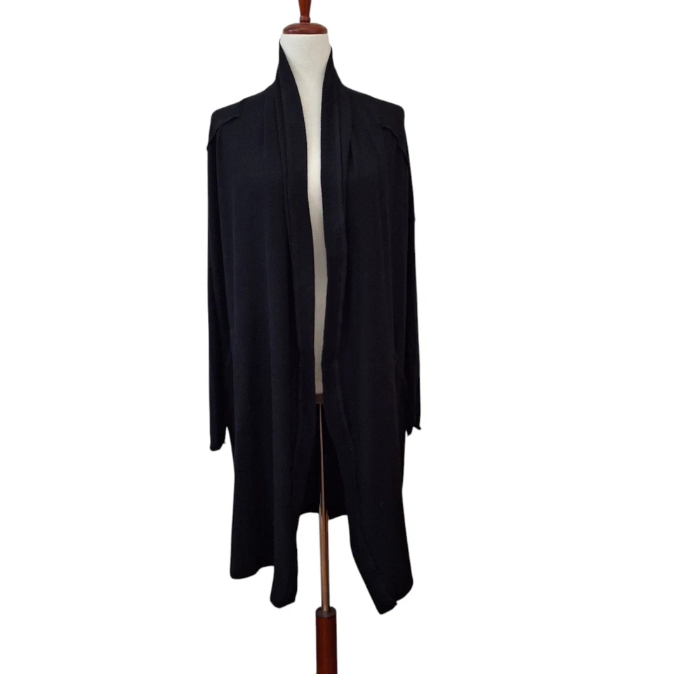 Cardigã Michael Stars Madison Jersey Escovado Longo Slv Aberto Tamanho M Preto_1_4795_3 - Imagem 1 de 4