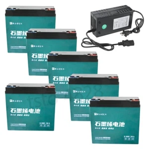 6pc 12V 20Ah 6-DZM-20 Battery+72v Charger for Electric Go kart Buggy Scooter - Picture 1 of 12