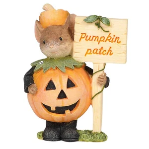 Tails With Heart Mouse in Halloween Pumpkin Patch Costume Small 2in Figurine - Picture 1 of 2