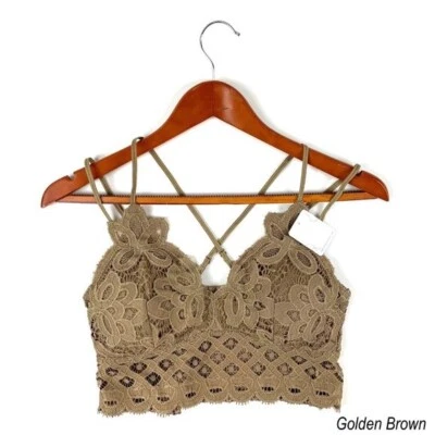 Anemone Crochet Lace  Brown PLUS Bralette with adjustable Spaghetti Straps - Image 1 of 4