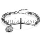 Women Men's Stainless Steel Beads Chain St. Benedict Cross Ghost Hunter Bracelet