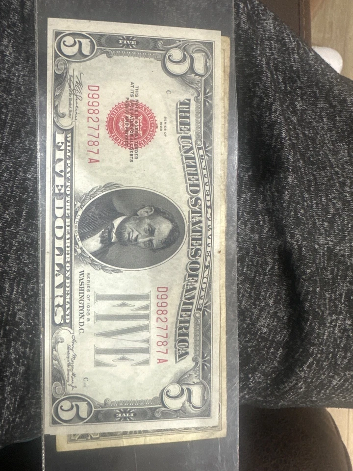 1928B $5 United States Note. PMG66 GEM Uncirculated Red Seal! - Image 1 of 1