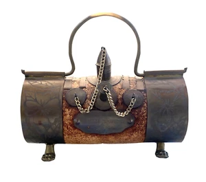 Traditional Moorish Design Spanish Catalon Botijo/Wine Holder of Cork & Brass - Picture 1 of 11