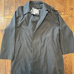 Adam Baker Men's Single Breasted Full Length Trench Coat Size 42 Raincoat Black - Picture 1 of 20