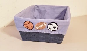 Blue Shelf Basket with Kids Sports Theme Liner, 9.75 x 13.75 x 4.75 - PreOwned - Picture 1 of 4