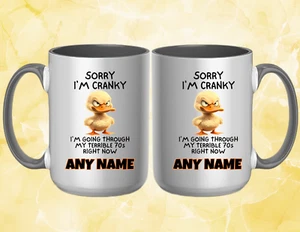 PERSONALIZED CRANKY DUCK TERRIBLE 70s 15oz Coffee Mug - Picture 1 of 1