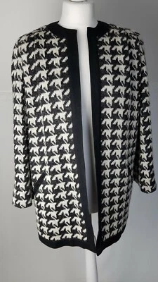 Chaqueta de mujer WINDSMOOR negro/blanco mezcla de lana diente de perro vintage punto fino talla M Foto 1 de 4