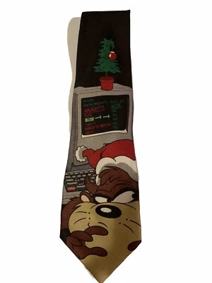 Looney Tunes Taz Tasmanian Devil винтажный галстук галстук Warner Brothers 90-е Рождество - Изображение 1 из 4