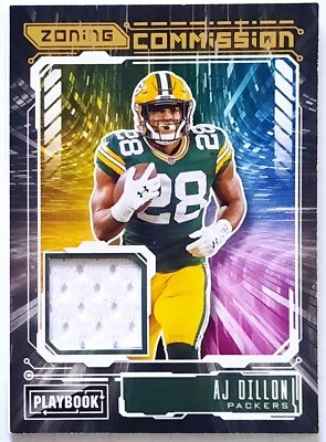 AJ Dillon 2021 Panini Playbook Zoning Commission #ZC-AJD Player-Worn Relic - Image 1 of 2