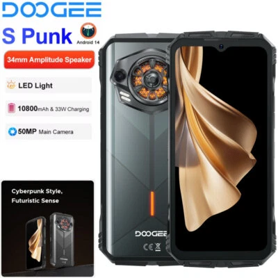 DOOGEE S Punk 4G LTE Rugged Smartphone Android 14 Mobile Waterproof Big Speaker - Image 1 of 4