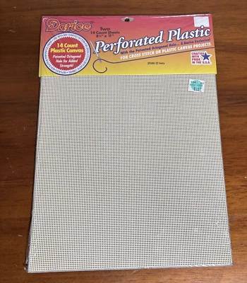 Darice Perforated Plastic 2 Sheets 14 Count Ivory 8 1/4" x 11" New - Image 1 of 4