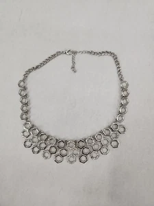 Choker Style Honey Comb Silver Necklace Adjustable Length - Picture 1 of 3