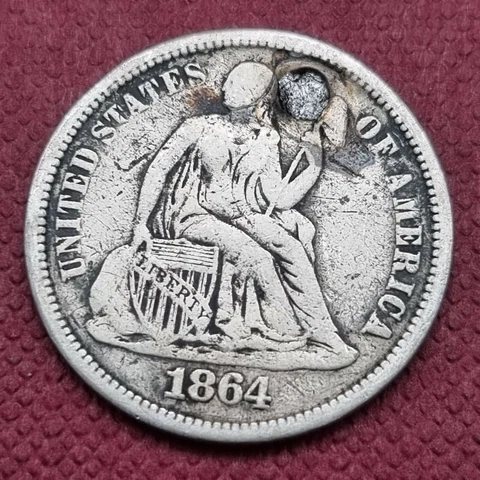 1864 S Seated Liberty Dime 10c Better Grade VF Details #44684 Cover