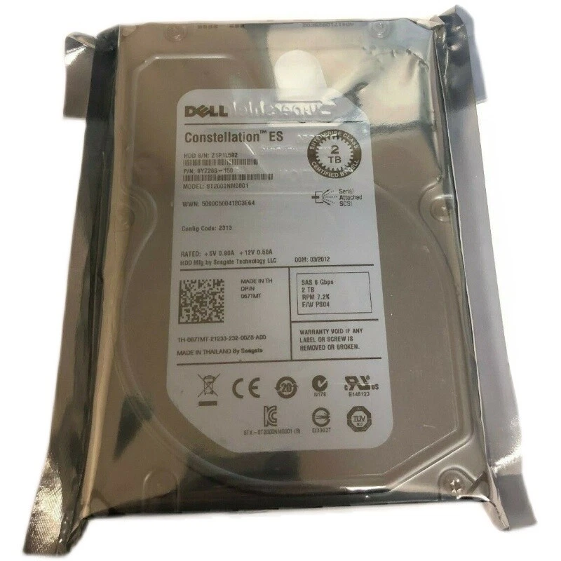 DELL 2T sata 9YZ168-236 2P4N9 ST2000NM0011 hard disk HDD - Image 1 of 1