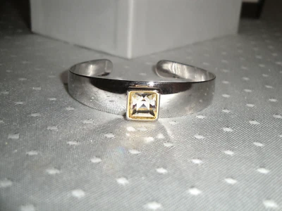 Bracciale vintage in Argento 925 massiccio italiano cristallo solitario princess - Immagine 1 di 4