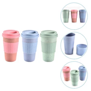 3 Pcs Wheat Straw Cup Travel Cups Dishwasher Safe for Kitchen - Picture 1 of 12