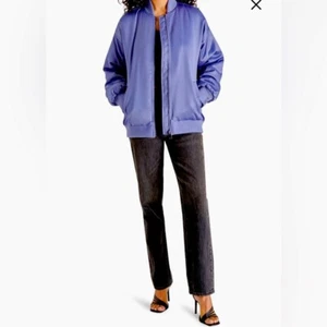 Steve Madden Bomber Jacket Coat Oversize Matte Satin In Blue Ice Size XL NWT - Picture 1 of 9