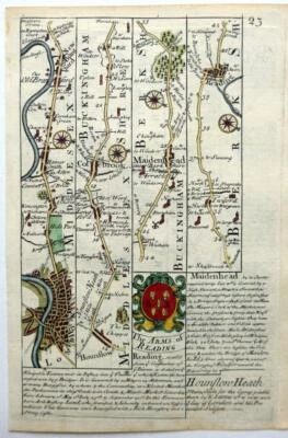 LONDRES MIDDLESEX BERKSHIRE MARLBOROUGH POR EMANUEL BOWEN c1720 ANTIGÜEDAD GENUINA Foto 1 de 2