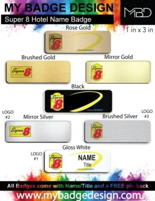 Insignia de nombre de empleado de hotel Super 8 Foto 1 de 4