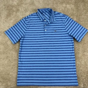 Vineyard Vines Mens Polo Shirt L Blue Whale Striped Performance Golf Logo - Picture 1 of 14