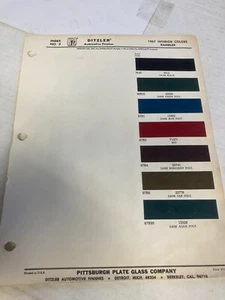 1967 RAMBLER AUTOMOTIVE P.P.G., DITZLER INTERIOR Paint Color Chips - Imagen 1 de 1