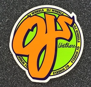 Santa Cruz OJ Wheels Skateboard Sticker small 1.5in orange/green si