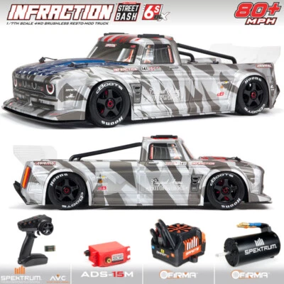 NEW ARRMA 1/7 INFRACTION 6S BLX V2 All-Road Truck RTR Silver - Image 1 of 4