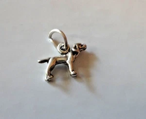 TINY Sterling Silver 3D 10x8mm solid Hunting Pointer Dog Charm - Picture 1 of 7