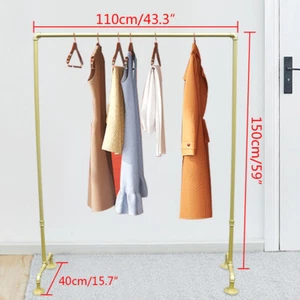 Garment Display Stand Metal Clothes Rail Gold Pipe Clothes Hanger 1.5*1.1m - Picture 1 of 10