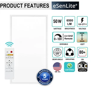 2 PK 2x4 LED Flat Panel Light Remote Control 3000k-5000k Dimmable Office Troffer - Picture 1 of 12