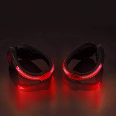 RECHARGEABLE PAIR LED CLIP SHOE LIGHT running jog dance party club rave flash - Image 1 of 4