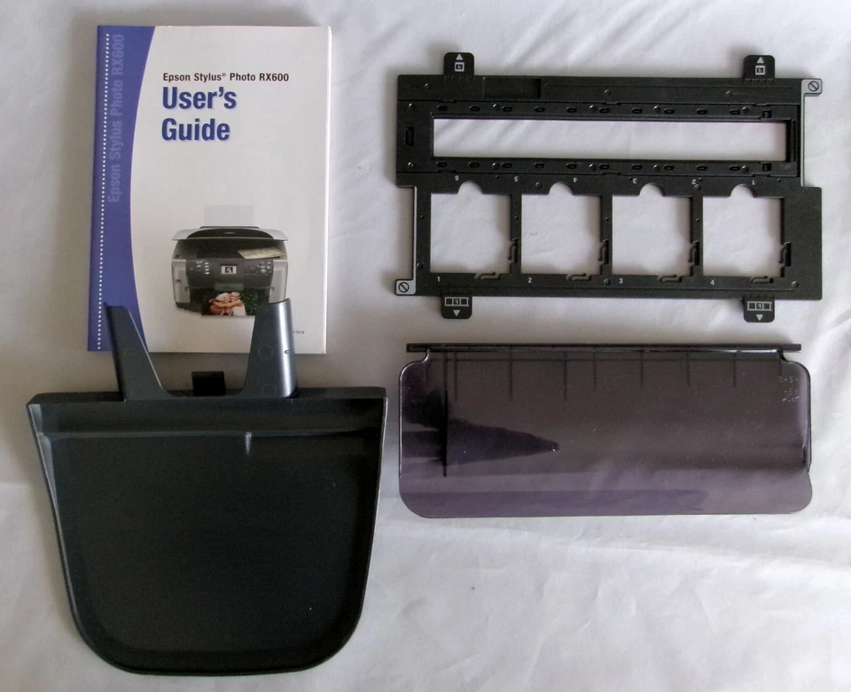 Piezas de impresora Epson RX600: soporte de película, soporte de papel, guía de alimentador, guías de usuario Foto 1 de 4