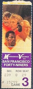 1983 49ERS VS VIKINGS TICKET STUB ROGER CRAIG FIRST TD JOEY BROWNER DEBUT NICE - Picture 1 of 2