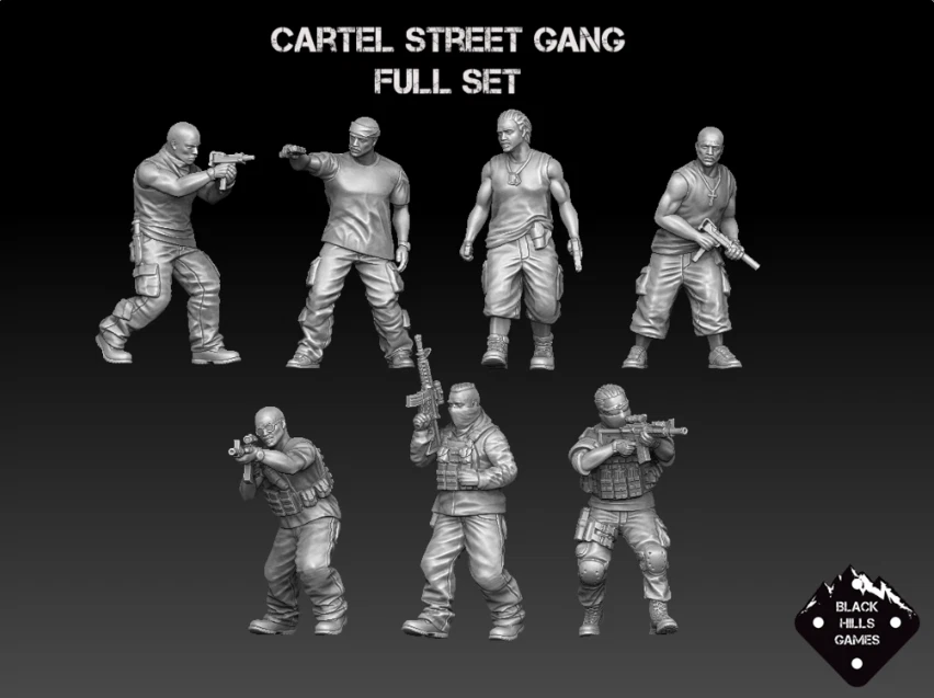 Black Hills Games Modern Miniatures Cartel Street Gang Criminals Spectre 20 28mm - Image 1 of 1
