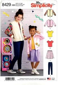 Simplicity 8429 Girls Bomber Jacket Skirt Leggings Top Pattern Uncut Size 3-6 - Picture 1 of 2