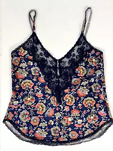 Camisa floral vintage Maidenform azul chantilly satén y encaje talla 32 64603 - Imagen 1 de 5